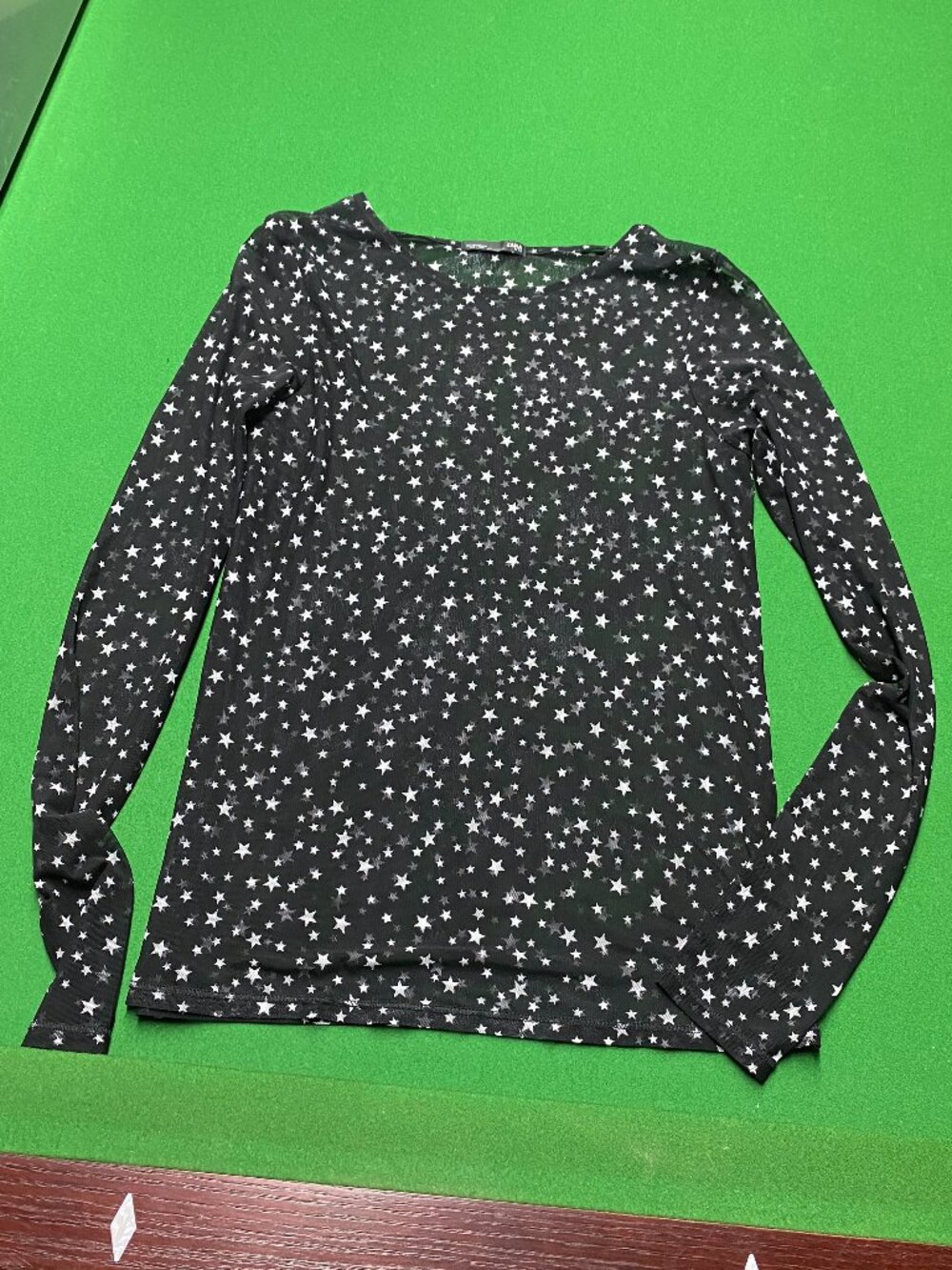 Sheer black with white stars top